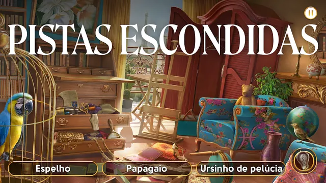 Cena de caça-objetos com lista de itens por encontrar